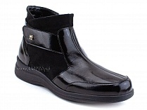 84-3и5-22-408/30 Рикосс (Ricoss) ботинки для взрослых демисезонные утепленные, ворсин, кожа лак, замша, черный, полнота 9. в Краснодаре