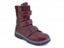 285б (22-31) Аквелла (Akwella), ботинки  детские ортопедические с высоким берцем, демисезонные, ворсин, кожа, бордовый в Краснодаре