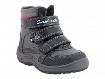 А43-037 Сурсил (Sursil-Ortho), ботинки детские ортопедические с высоким берцем, зимние, натуральный мех, кожа, черный, красный в Краснодаре