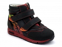 092-11 Бос (Bos), ботинки детские ортопедические профилактические, не утепленные, кожа, нубук, черный, красный в Краснодаре