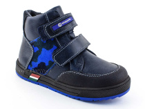 35124Б ШагоВита (Shagovita), ботинки детские демисезонные ортопедические профилактические, кожа, байка, черный, синий в Краснодаре