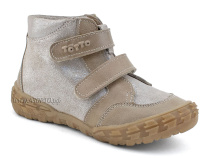 201-191,138 Тотто (Totto), ботинки демисезонние детские профилактические на байке, кожа, серо-бежевый в Краснодаре