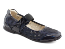 0015-500-0076 (37-40) Джойшуз (Djoyshoes), туфли Подростковые ортопедические профилактические, кожа перфорированная, темно-синий  в Краснодаре