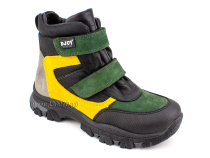 088-111-282-450 (31-36) Джойшуз (Djoyshoes) ботинки детские зимние мембранные ортопедические профилактические, натуральный мех, мембрана, нубук, кожа, черный, желтый, зеленый в Краснодаре