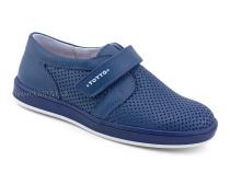 30024-702 Тотто (Totto), туфли школьные ортопедические профилактические, кожа перфорированная, синий в Краснодаре