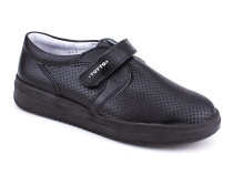 30024-701 Тотто (Totto), туфли школьные ортопедические профилактические перфорированная, кожа, чёрный в Краснодаре