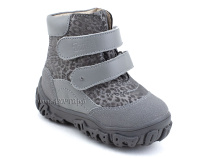 520-11 (21-26) Твики (Twiki) ботинки детские зимние ортопедические профилактические, кожа, натуральный мех, серый, леопард в Краснодаре