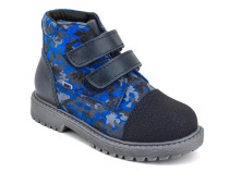 201-721 (26-30) Бос (Bos), ботинки детские утепленные профилактические, байка,  кожа,  синий, милитари в Краснодаре