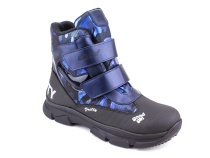 2542-25МК (37-40) Миниколор (Minicolor), ботинки зимние подростковые ортопедические профилактические, мембрана, кожа, натуральный мех, синий, черный в Краснодаре
