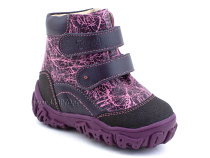 520-8 (21-26) Твики (Twiki) ботинки детские зимние ортопедические профилактические, кожа, натуральный мех, розовый, фиолетовый в Краснодаре