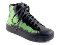 55317Б ШагоВита (Shagovita), ботинки детские  профилактические, кожа, байка, черный, зеленый в Краснодаре