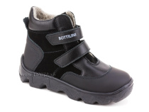 BL-271(5) Боттилини (Bottilini), ботинки  детские демисезонные  ортопедические профилактические, кожа, нубук, байка, черный в Краснодаре