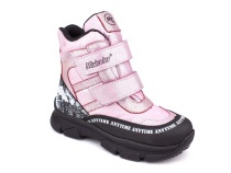 2633-06МК (31-36) Миниколор (Minicolor), ботинки зимние детские ортопедические профилактические, мембрана, кожа, натуральный мех, розовый, черный в Краснодаре