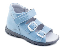 0313-9-603 Тотто (Totto), сандалии детские открытые ортопедические профилактические, кожа, голубой в Краснодаре