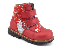 2031-13 Миниколор (Minicolor), ботинки детские ортопедические профилактические утеплённые, кожа, байка, красный в Краснодаре