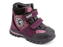 028-234-241-247  (21-25) Джойшуз (Djoyshoes) ботинки детские зимние ортопедические профилактические, натуральный мех, кожа, нубук, бордовый в Краснодаре
