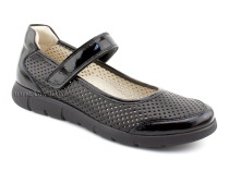 0026-178-043 (37-40) Джойшуз (Djoyshoes), туфли подростковые ортопедические профилактические, кожа перфорированная, черный  в Краснодаре