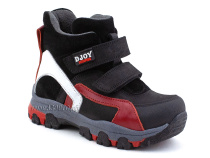 026-111-214-422-01-143 (26-30) Джойшуз (Djoyshoes) ботинки детские ортопедические профилактические утеплённые, замша, велюр, кожа, черный, красный, белый в Краснодаре